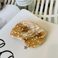 Vista detallada de una pinza para el cabello de acetato con forma de concha de nautilus - Café Americano (8.5cm)