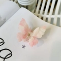 Double-layer butterfly hair claw clip with pink gradient marble effect and glitter finish - Colorful Pink