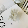 Elegant butterfly hair claw clip with cream marble texture and gold metal spring details - Gray Iridescent Butterfly