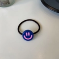 Elastico per capelli Y2K con ciondolo smiley blu e fascia nera ad alta elasticità - Blu Con Faccina Rosa