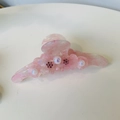 Pinza per capelli a fiore in acetato rosa marmorizzato con perle finte e strass lucidi - Fiore Rosa