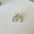 Detail showing marble texture resin hair claw with golden Barrette la France lettering - Five-Tooth Irregular Claw / Off-white