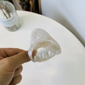 Elegante pinza para el cabello de acetato con textura de mármol blanco perla y efecto nácar - Blanco