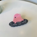 Pinza per capelli a forma di delfino rosa in acetato con base a onde per acconciatura - Molletta Delfino Rosa Anello Grigio