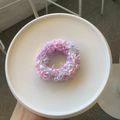 Chic knit hair scrunchie in pastel pink, purple and white tones on a white ceramic plate - White-Rose Pink (Thin Rope)