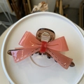 Pink bow acetate hair claw clip with contrast colors and elegant double-layered design - Pink Bowknot
