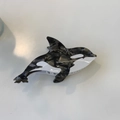 Orca whale shaped acetic acid hair claw clip with black and white marble pattern - Black Orca Style