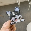 Detail der französischen Bulldogge Haarklammer aus perlmuttfarbenem Acetat in Schwarz-Weiß - Smiley Bulldog