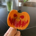 Pinza per capelli a zucca di Halloween in acetato arancione con viso spaventoso per donna - Zucca Demone (Cappello da Strega)