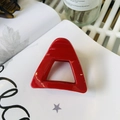 Glossy bright red hollow triangle hair claw clip for high ponytail styling - Approx 6cm / Red