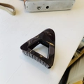 Dark coffee hollow triangle hair claw clip with glossy finish and strong grip for women - Approx 6cm / Chocolate