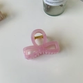 Elegant pink translucent resin bow hair claw clip with gold spring on a clean white surface - Jelly Pink - Bow Buckle Square Bow
