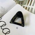 Glossy black hollow triangular hair claw clip with modern minimalist shark clip design - Approx 6cm / Glossy Black