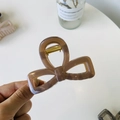 Brown hollow bow-shaped hair claw clip made of elegant translucent acrylic material - Transparent Brown - Bow Buckle Square Bow