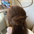Elegant tortoiseshell pattern hair stick pin for bun styling on brown hair accessory - Blue Tortoise
