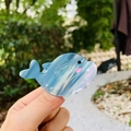 Cute blue and white marble whale hair claw clip made of acetic acid for women - Blush Whale