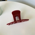 Eleganter roter Haarklammer-Clip aus Acetat mit goldener France Handmade Aufschrift - Braunrot