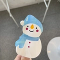Süße Schneemann-Haarklammer aus Acetat mit blauem Hut und Schal für Winter-Frisuren - Blauer Schal Schneemann