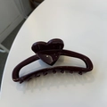Dark red heart-shaped acetate claw clip with a glossy finish for elegant high ponytails - Heart Head Hollow Large Grab (5752971418145) / Fuschia