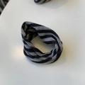 Elastic knitted hair tie with autumn aesthetic grey and black stripes for women - Black Stripe
