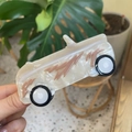 Pinza per capelli in acetato a forma di auto d'epoca con motivi a fiamme rosa e marmo - Autobus (Stile Auto Sportiva Decappottabile)