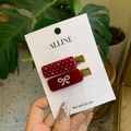 Lot de barrettes à cheveux à pois roses et bleus avec nœuds et clips pour femmes et filles - Rouge