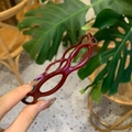 Retro burgunderroter Azetat-Kettenstirnband mit geometrischem Hohldesign für Damen - O-Kette / Retro Kupfer