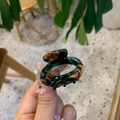 Mini acetate hair claw clip with dark green tortoiseshell texture and glossy finish - Enamel Oil Painting Oval Hollow Claw Clip