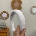 Classic white faux fur padded headband for women with soft fluffy texture and minimalist style - Short Plush Thickened Headband / White
