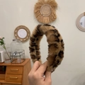 Serre-tête classique à motif léopard en peluche douce pour femmes à la mode - Léopard Brun Clair