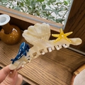 Elegant ocean themed acetate hair claw with seashell starfish and whale design - Off-White-Shell Starfish