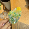 Pinza de pelo de acetato en forma de cactus con patrón de mármol y pedrería brillante - Cactus con Strass (8cm)