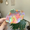 Pinza para el pelo de acetato colorido con diseño de calabaza y textura de mármol - Concha de Manzana con Strass Colorido