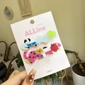 Cute cartoon cat and dog duckbill hair clips with blue stripes and pink polka dots - Fresh Blue Polka Dot Cat Apple Duckbill Clip