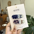Set di fermagli per capelli con motivi floreali e a quadri su espositore dallo stile dolce - Fermaglio a Becco d'Anatra con Fiocco / Floreale Blu