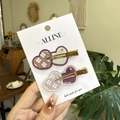 Fermagli per capelli a forma di cuore con trama a quadri viola e strass - Fermaglio cuore senza traccia / Fucsia