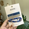 Klassieke haarspeldjesset met donkerblauw ruitjespatroon en strepen voor dames - Schotse Ruit Stijl (Blauw Bruine BB-clip) / Blauw-Bruin