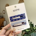 Elegant red and blue plaid bow hair clip set with white stripe detail on card - Coffee-Blue Plaid Biscuit BB Clip