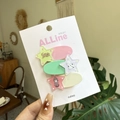 Three-piece set of star-shaped hair clips with animal motifs on colorful duckbill bases - Pink Green Yellow Star Triple Color Clip