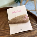 Brown velvet teardrop hair clip with pink letter A embroidery on a display card - Corduroy Hair Clip / Letter A Light Brown Velvet Duckbill Clip