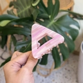 Pink marble acetate triangle shark hair claw clip handmade for elegant ponytail styling - Jelly Pink Striped