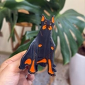 Pince à cheveux Doberman Pinscher en acétate gris foncé et orange élégante - Doberman