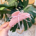 Elegant pink acetate hair claw clip with silk ribbon bow decoration for women - Jelly Pink - Ribbon Bow