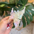 Elegant iridescent acetate butterfly hair claw with colorful pearlescent finish - White Mermaid