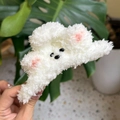 Schattige witte pluchen hond haarklem met roze details voor dames en trendy kapsels - Wit - Bril Puppy