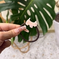 Elastico per capelli con cane Scottie in acetato rosa e dettaglio in strass - Rosa