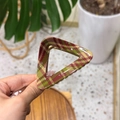 Elegante pinza per capelli triangolare con motivo scozzese rosso e verde da donna - Plaid Rosso Verde - Triangolare