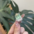 3D acrylic pencil nail charms on pink translucent press-on nails for Y2K manicure styling - Mini Green Pencil