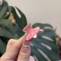 Close-up of a mini pink acrylic hair clip with a creative Y2K cartoon style and black outline - Mini Stapler