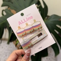 Set di fermagli per capelli a forma di torta con motivo a scacchi e ciondoli arcobaleno - Fermaglio a Becco d'Anatra Quattro Piccole Torte